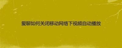 爱聊怎么关闭移动网络下视频自动播放