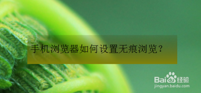 手机自带浏览器如何设置无痕浏览