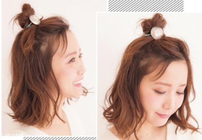 短发半扎丸子头的详细教程