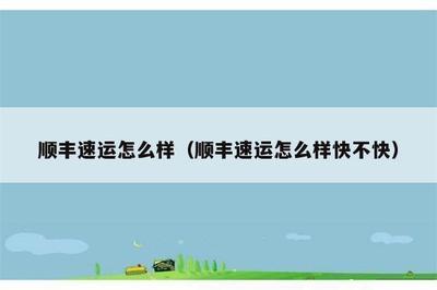 顺丰速运app寄快递快不快