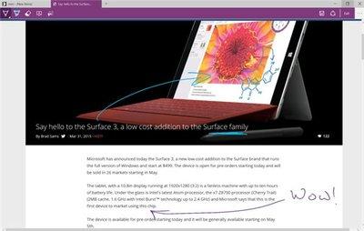 win10斯巴达浏览器电子墨水笔记功能使用教程图解