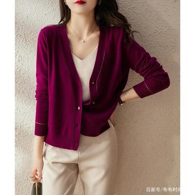 紫色针织开衫内搭什么