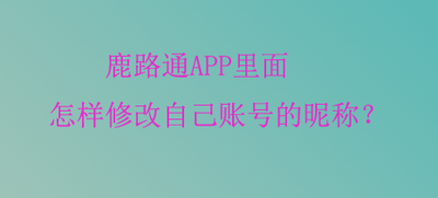 鹿路通如何设置账号昵称