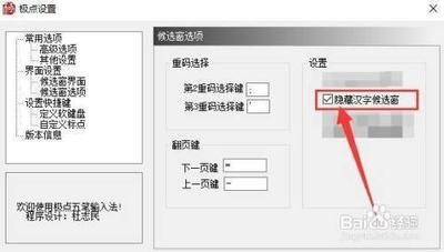 极点五笔 怎么隐藏汉字候选窗