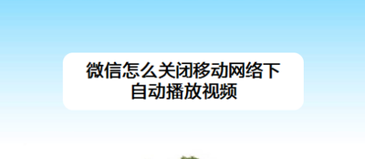 微信怎么关闭移动网络下自动播放视频