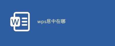 wps怎么居中